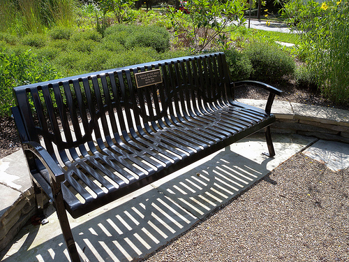 One of the benches in the "Bench by the Road" project. There are currently 19 benches marking significant locations in African-American history and culture.  Photo by Hilary Solan